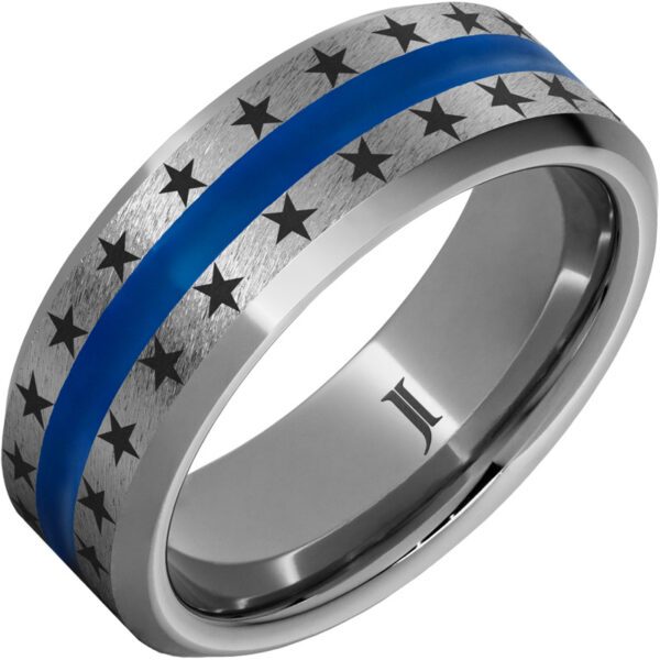 The Stars and Stripes – Rugged Tungsten™ Ring with Enamel Inlay, style RMWA003062