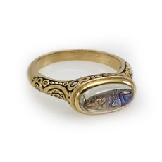 Alex Sepkus R-133 — 18k gold, diamond and moonstone ring (oval center stone 16x6mm)