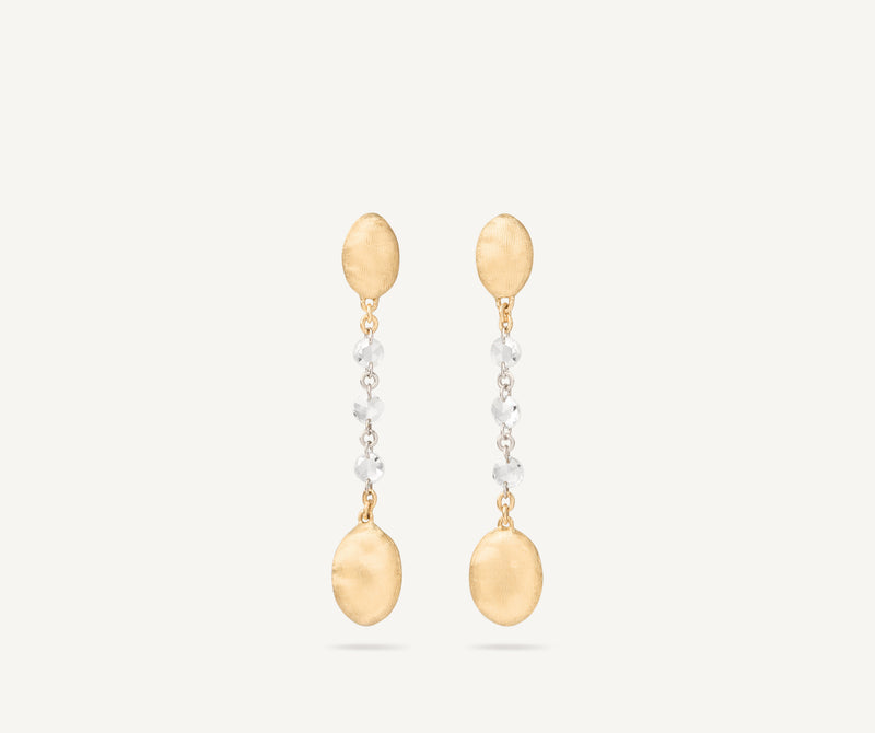 Marco Bicego 18K Yellow Gold Diamond Bean Earrings, 1.3" at Màti Jewelers Albuquerque