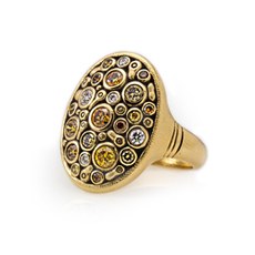 Alex Sepkus R-141DC — 18k gold and natural color diamond "Constellation" dome ring (20mm wide)