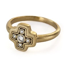Alex Sepkus R-162D — 18k gold and diamond "Little Cross" dome ring (10.3mm wide)