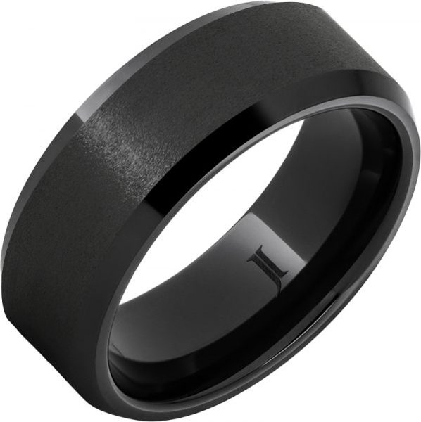 Jewelry Innovations Black Diamond Ceramic™ Ring Stone Finish Center and Beveled Edges at Màti Jewelers Albuquerque