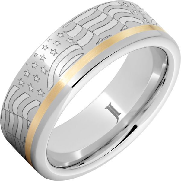 Old Glory – Serinium® American Flag Ring with 14K Gold Inlay, style RMSA007936