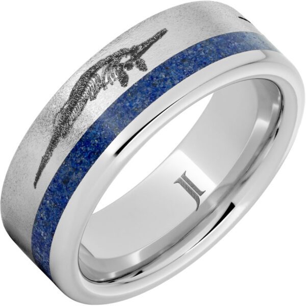 Jewelry Innovations Monsters Of The Deep – Serinium® Ring with Lapis Inlay and Prehistoric Sea Predators Engraving at Màti Jewelers Albuquerque