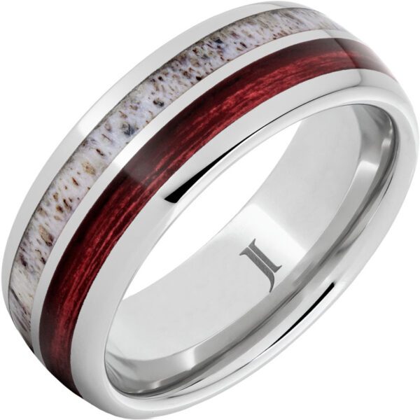 Jewelry Innovations Barrel Aged™ Serinium® Ring with Cabernet Barrel Wood and Antler Inlays at Màti Jewelers Albuquerque