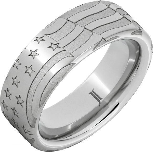 Old Glory – Serinium® Men’s Ring with American Flag Engraving, style RMSA006983