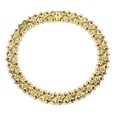 Alex Sepkus N-49SDC — 18k gold, sapphire and natural color diamond "Flora" necklace
