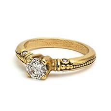 Alex Sepkus R-52 — 18k gold and diamond "Bubbles" ring (round center stone 5-6mm)