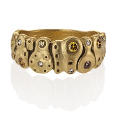 Alex Sepkus R-192DC — 18k gold and natural color diamond "Amy's Flowers" dome ring
