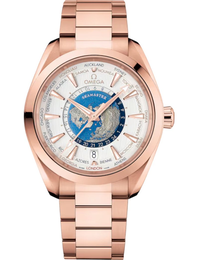 Omega Aqua Terra 150M Co‑Axial Master Chronometer GMT Worldtimer 220.50.43.22.02.001 watch at Màti Jewelers Albuquerque