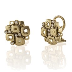 Alex Sepkus E-84 — 18k gold and diamond "Little Windows" earrings (13.5x13.5mm)