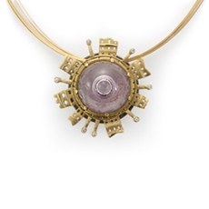 Alex Sepkus M-35 — 18k gold, silver, diamond and amethyst "Lake City" pendant (36mm diameter)