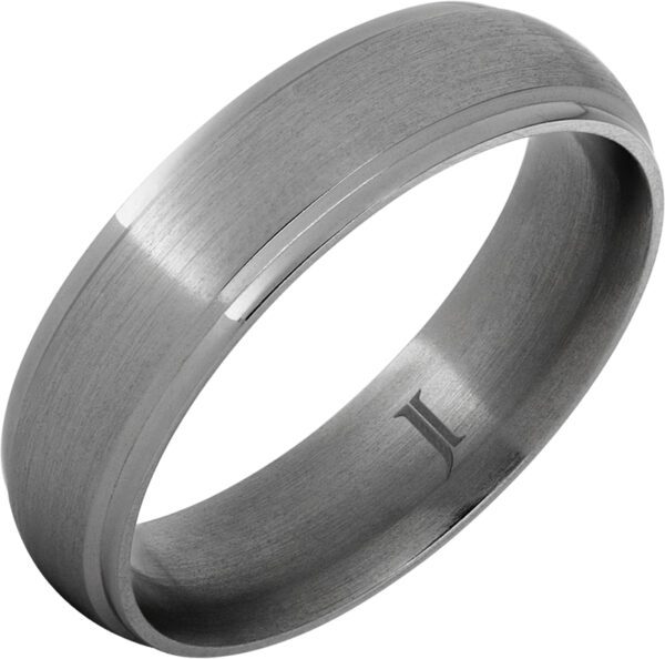 Titanium Ring With Recessed Edges and Satin Finish, style RMTA000427