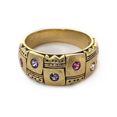 Alex Sepkus R-159S — 18k gold and sapphire "Crowned Heads" dome ring (8.6mm wide)