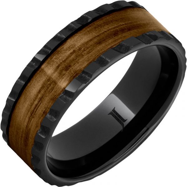 Jewelry Innovations Barrel Aged™ Black Diamond Ceramic™ Ring with Bourbon Wood Inlay at Màti Jewelers Albuquerque